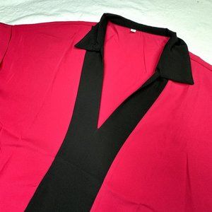 Women"s NWOT Shirt black and magenta shirt sleeve Size XL‎ (see measurements)